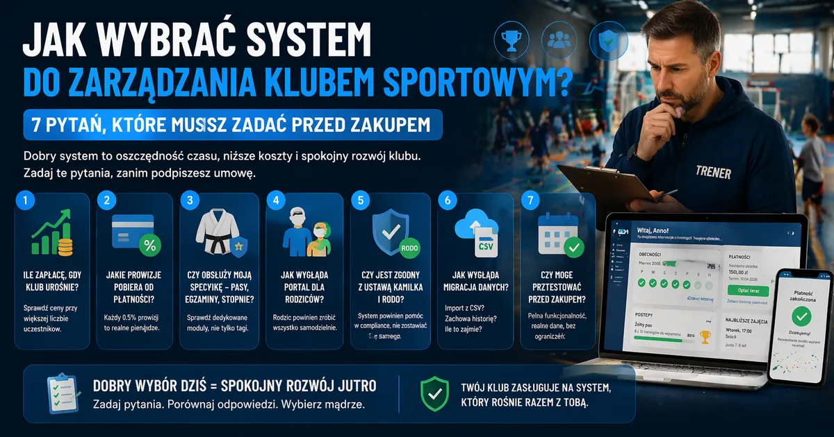 Właściciel klubu sportowego porównuje systemy na laptopie